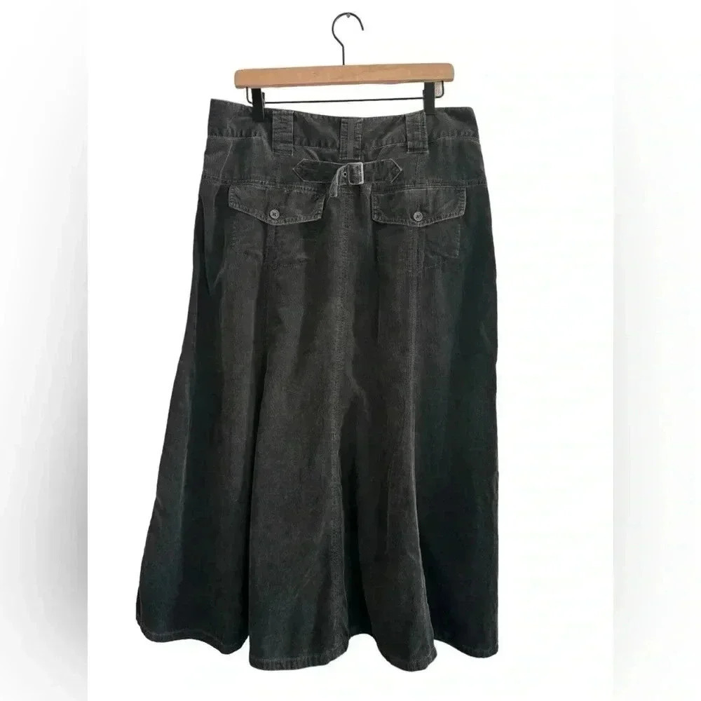 CAbi Style 263 Tailgate Party Charcoal Corduroy Boot Paneled A-Line Skirt 10 - Picture 5 of 14